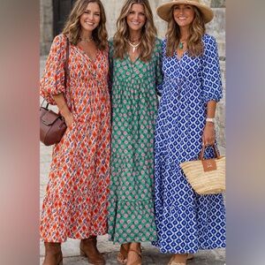 Blue and White Patterned Dress